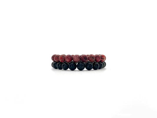 Blood Red Stone Bracelet Set