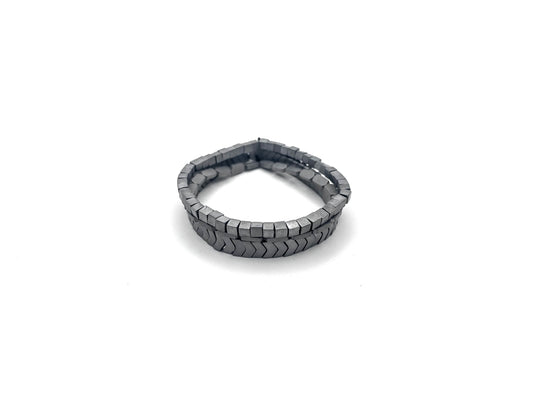 Gunmetal Chevron Metal Bracelet Set