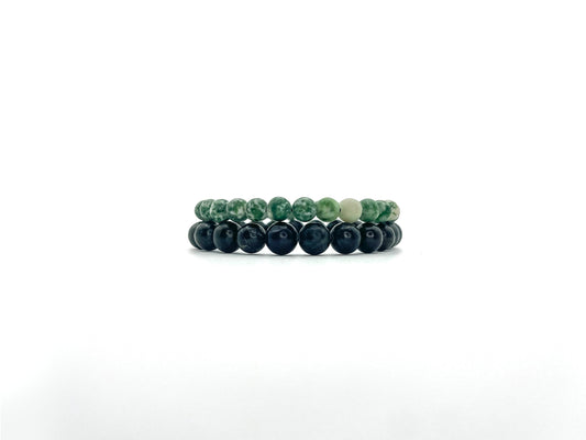 Moss Green Stone Bracelet Set